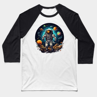 Colorful Astronaut in Space #4 Baseball T-Shirt